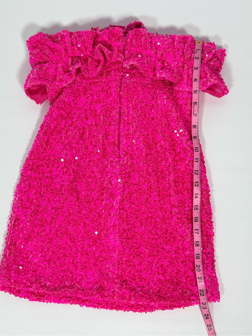 Strapless Sequin Ruffle Mini Dress Homecoming - Hot Pink - Picture 8 of 9